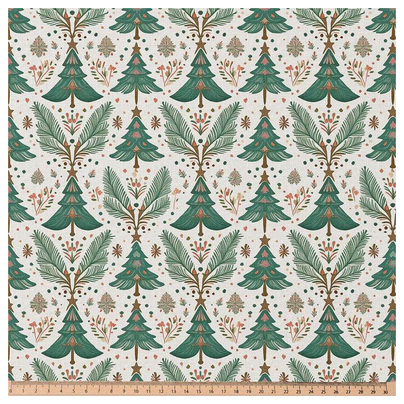 Coton imprimé BLUTREE Blanc / Vert