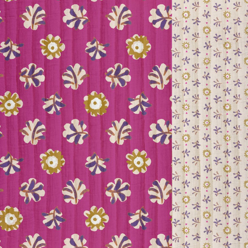 Printed Quilted Double Gauze DAIA Violet / Mustard