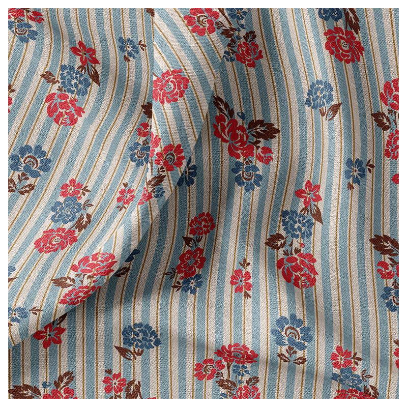 Demi-natté Imprimé RIMCHA Bleu / Rouge