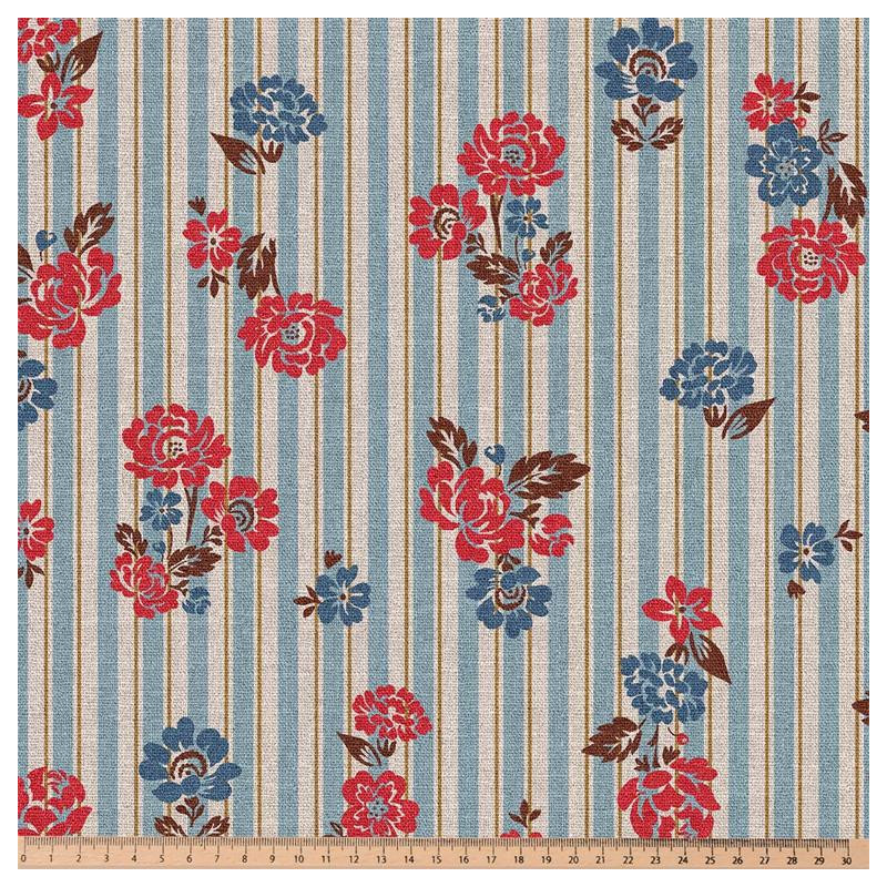Demi-natté Imprimé RIMCHA Bleu / Rouge