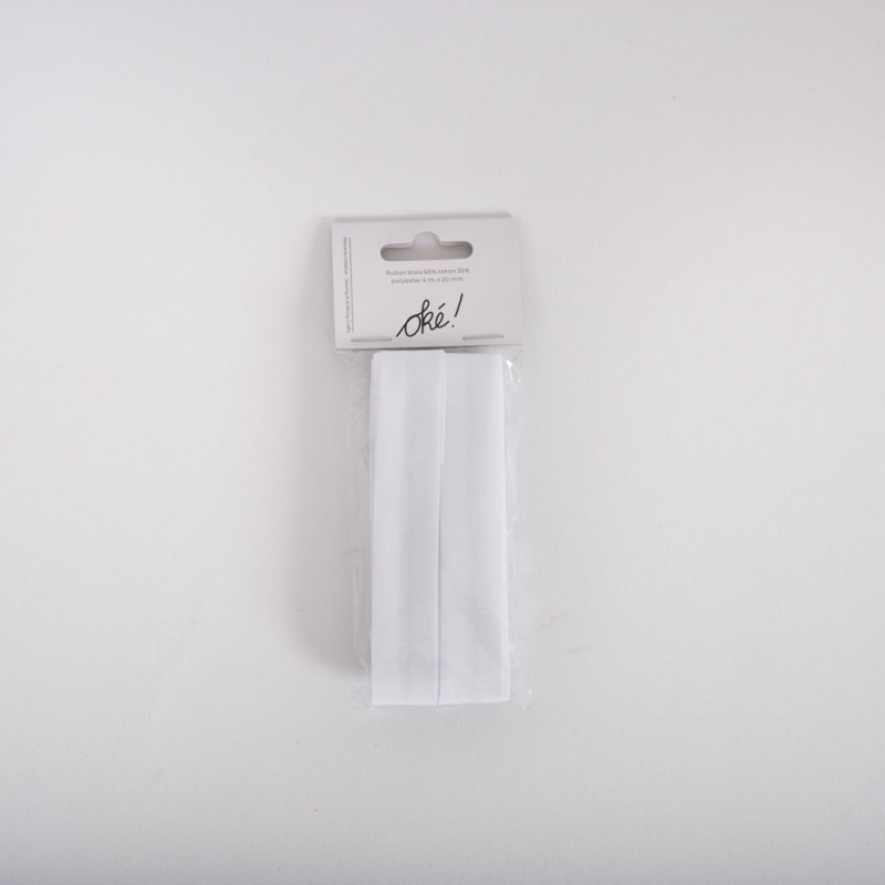 SACHET DE 6 / RUBAN BIAIS 2 CM. X 4 M. BLANC