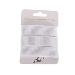 SACHET DE 6 / ELASTIQUE COTELET POLYESTER BLANC 20 MM. X 2 M.