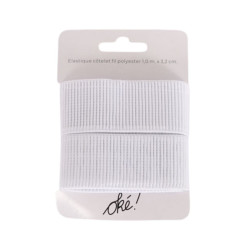 SACHET DE 6 / ELASTIQUE COTELET POLYESTER BLANC 32 MM. X 1 M.