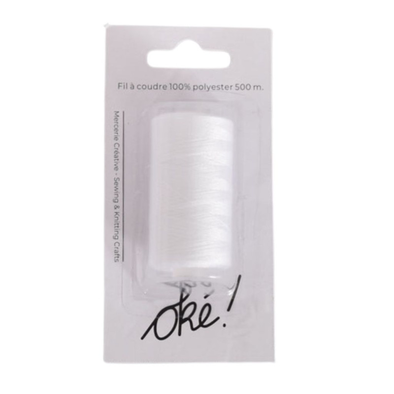 SACHET DE 6 / FIL A COUDRE 100% POLYESTER 500 M. BLANC