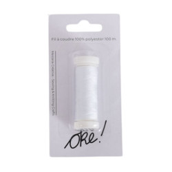 SACHET DE 6 / FIL A COUDRE 100% POLYESTER 100 M. BLANC