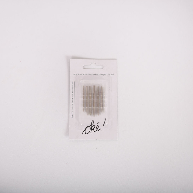SACHET DE 6 / AIGUILLES COUTURE ASSORTIES A TROUS LARGES 16 PCS.