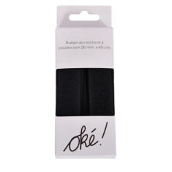 SACHET DE 6 / RUBAN ACCROCHANT A COUDRE NOIR 20MM. * 60 CM.