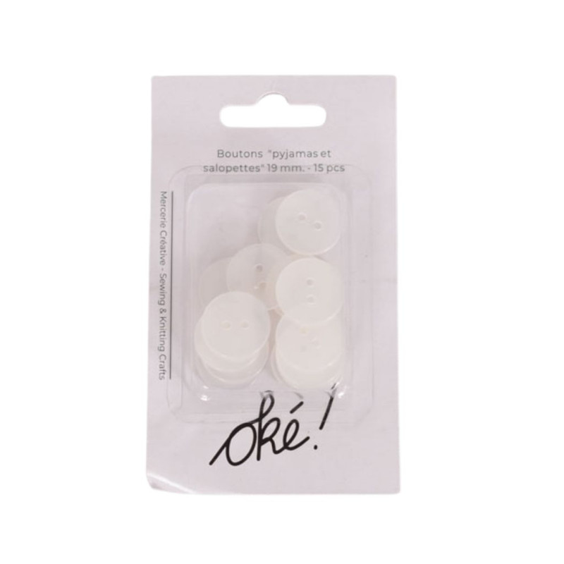 SACHET DE 6 / BOUTONS PYJAMA ET SALOPETTE 19 MM 15 PCS.