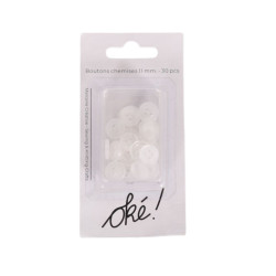 SACHET DE 6 / BOUTONS CHEMISE BLANC 11 MM. 30 PCS