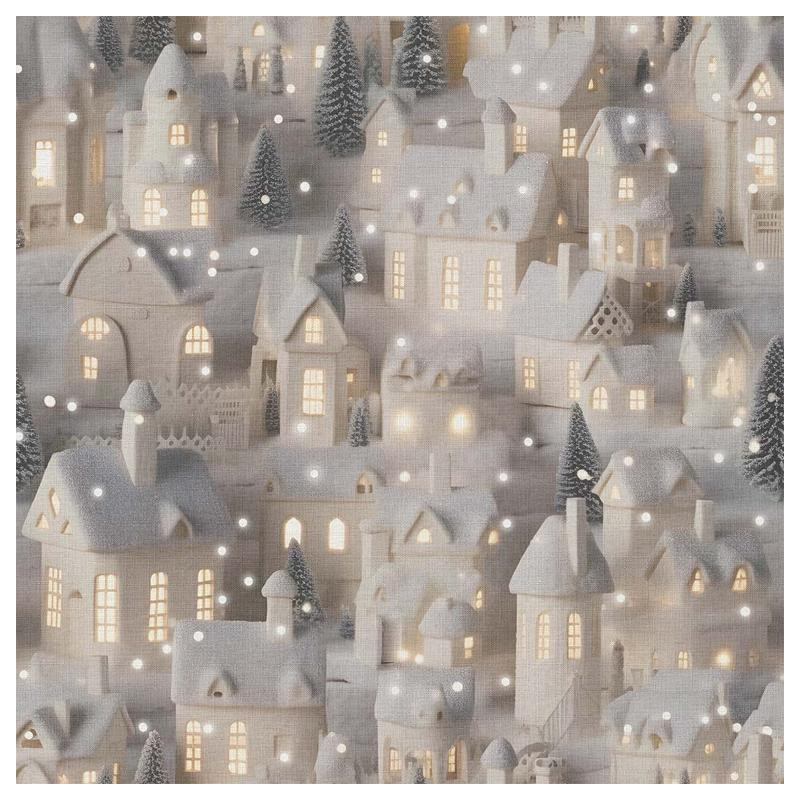 Coton imprimé REVEILLON Gris / Blanc
