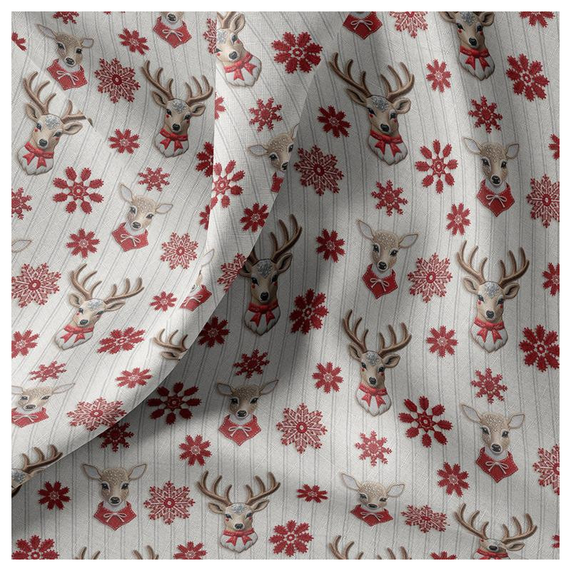 Coton imprimé CERBICHE2 Ecru / Rouge
