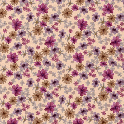 Coton imprimé ASTER Pêche / Violet