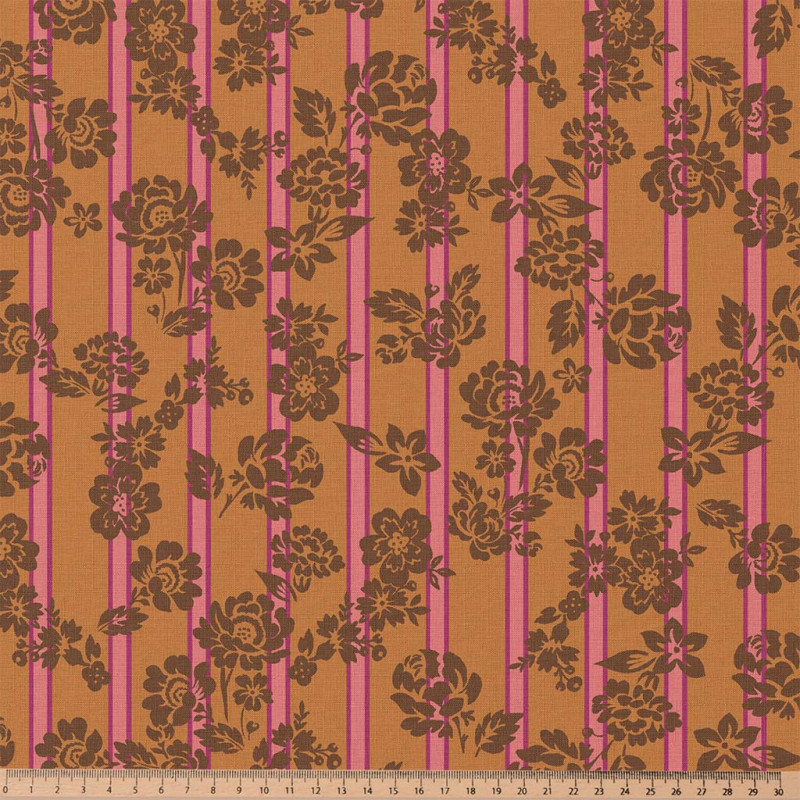 Coton imprimé SOULEO Camel / Rose