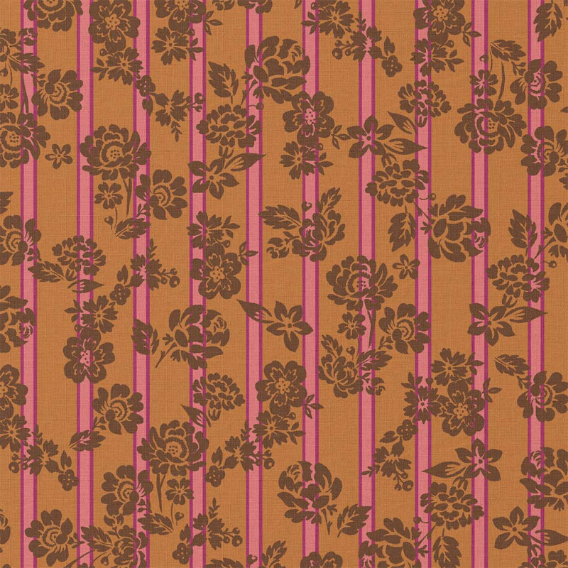 Coton imprimé SOULEO Camel / Rose