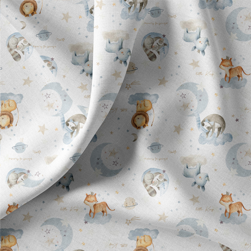 Coton imprimé DORMEUR60 Blanc / Bleu