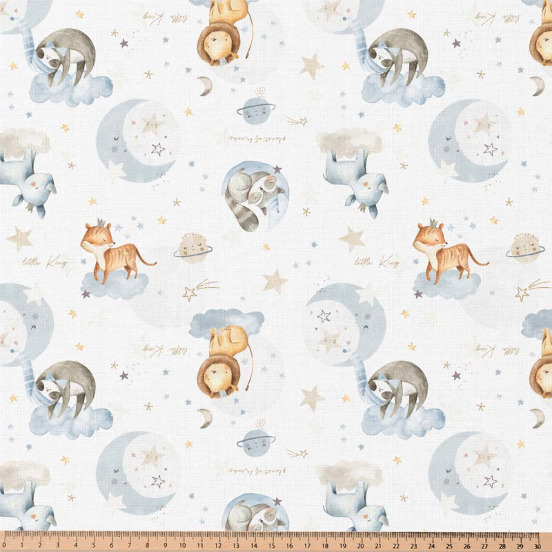 Coton imprimé DORMEUR60 Blanc / Bleu