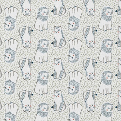 Coton Imprimé KODOMO Blanc / Kaki Foncé
