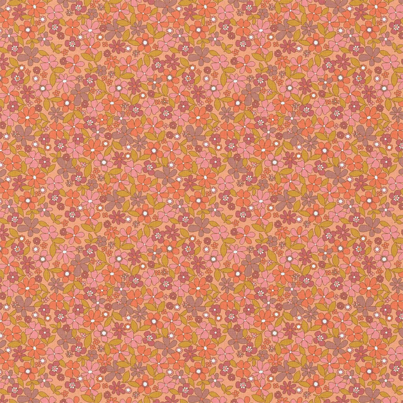 Coton imprimé JOSELITA Pêche / Rose