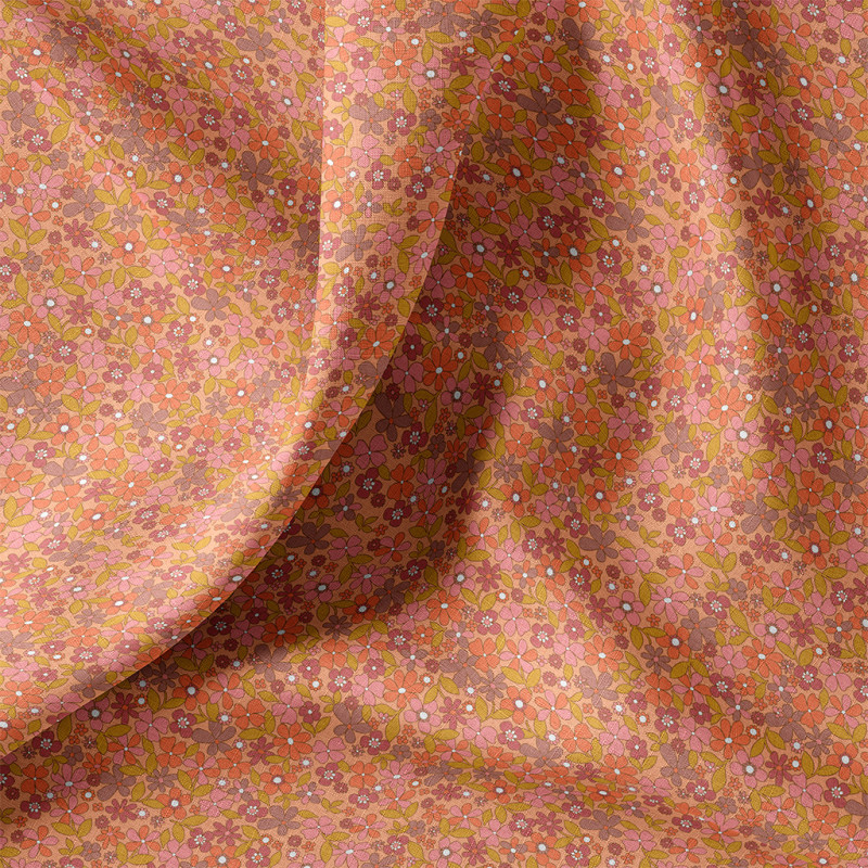 Coton imprimé JOSELITA Pêche / Rose