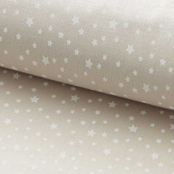 Coton imprimé DOUSNUI Taupe Clair / Blanc Mat