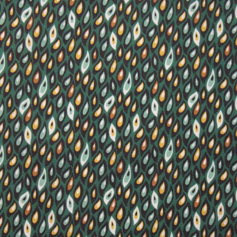 Coton Imprimé LYSTERN Malachite / Safran