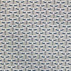 Coton Imprimé GRUE Lin / Indigo