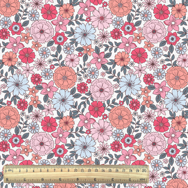 Jersey Imprimé BRIGITTE Blanc / C.Roses