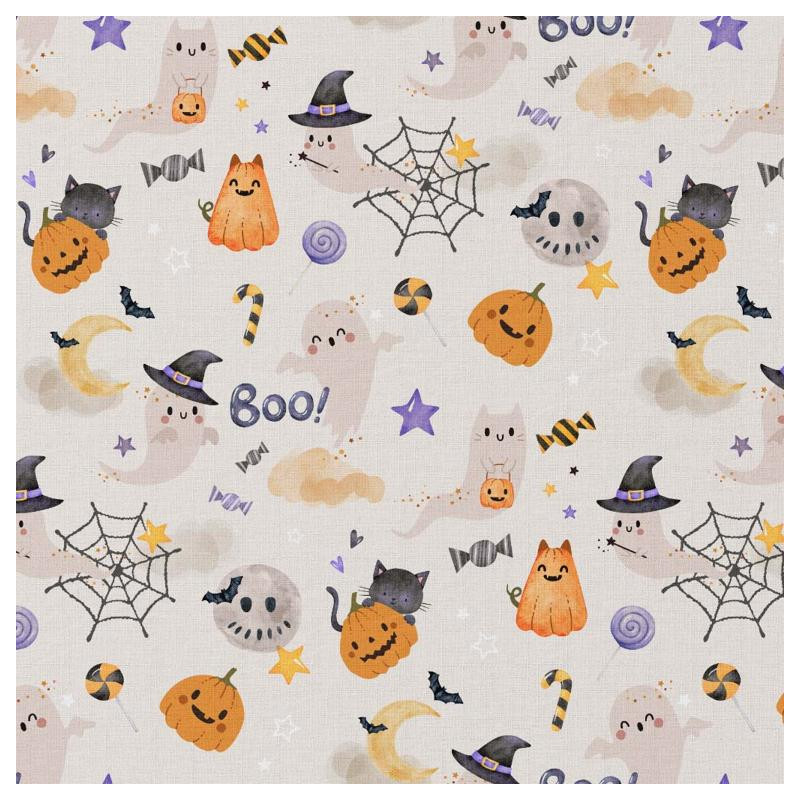 Coton Imprimé CASPER Gris / Orange