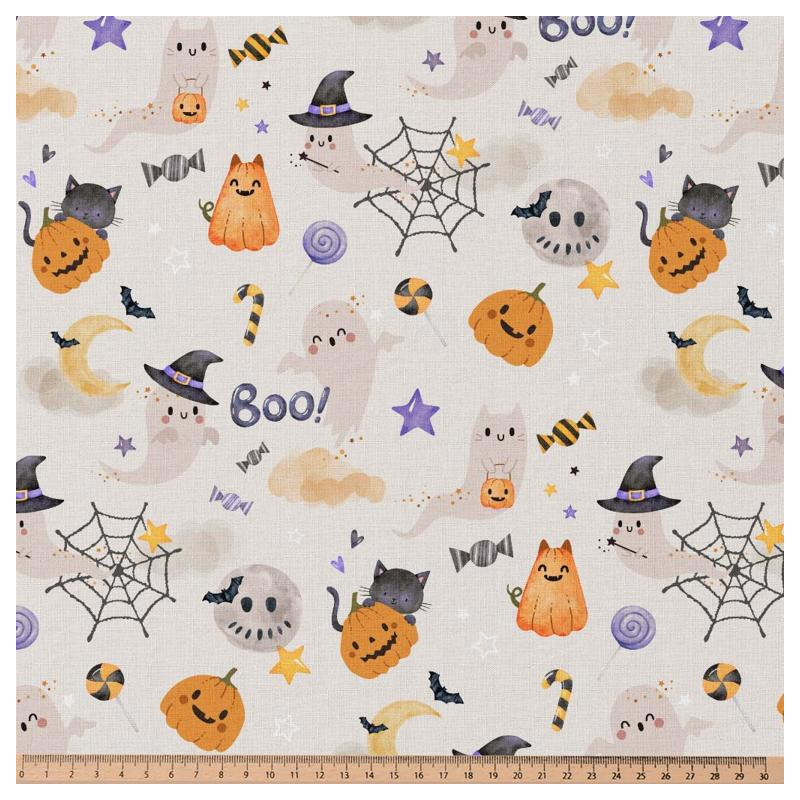 Coton Imprimé CASPER Gris / Orange