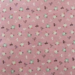 Coton Imprimé MIOU Poudre / Celadon