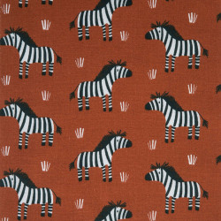 Coton Imprimé ZEBRO Paprika / Noir
