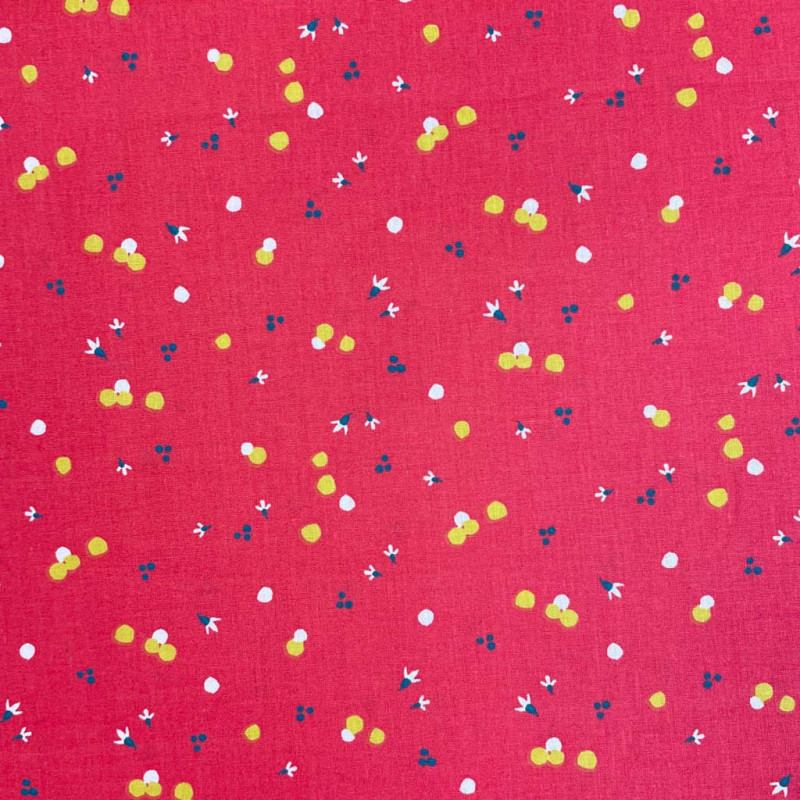 Coton Imprimé NOZBI Grenadine / Citron
