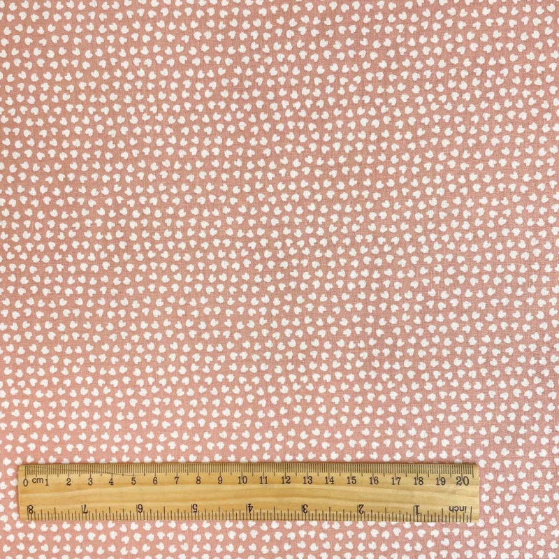 Coton Imprimé LIPELO Rose Thé / Blanc