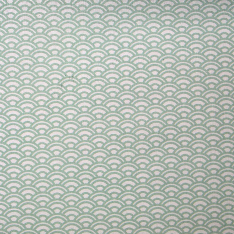 Coton Imprimé SAIJO Blanc / Celadon
