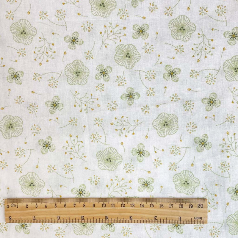 Coton Imprimé SHELBY Blanc / Tilleul