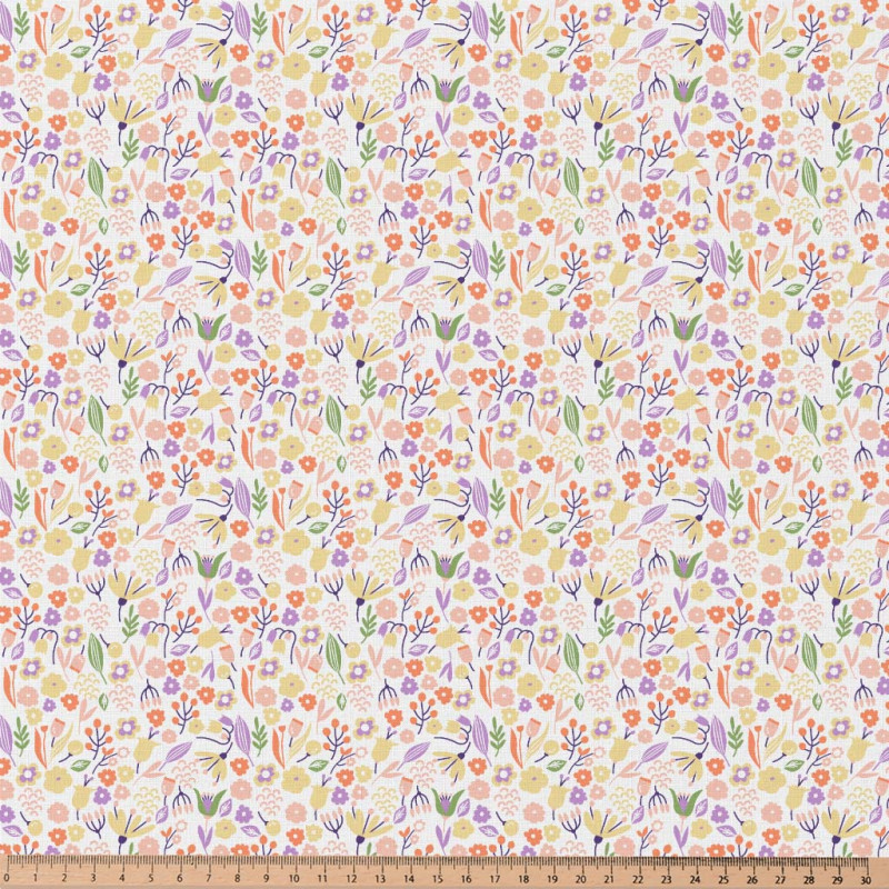 Coton Imprimé ALICE Blanc / Orange