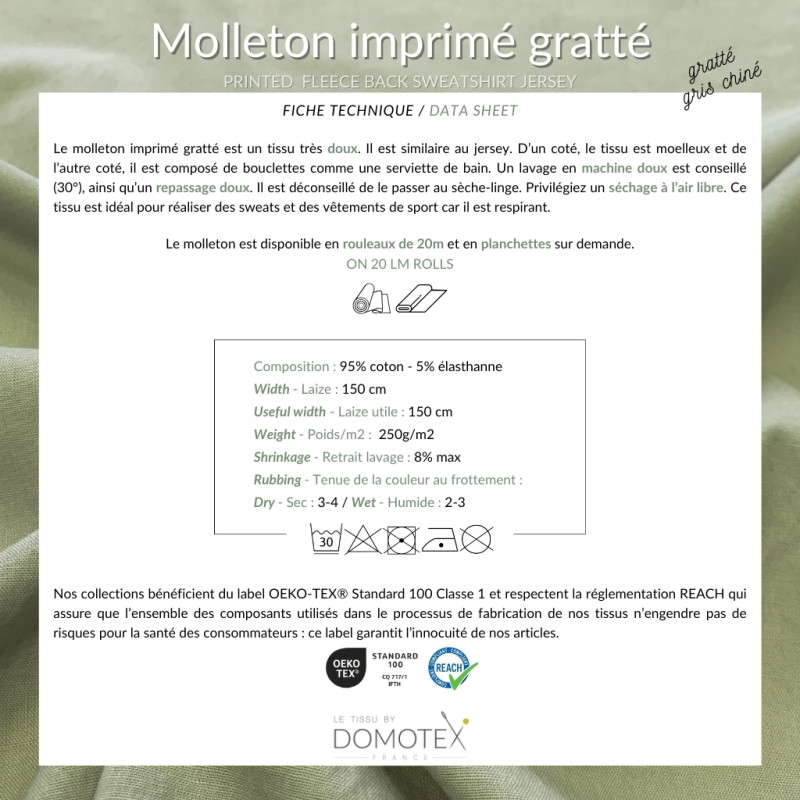 Molleton Imprimé HOPAJA Mauve / Blanc Mat