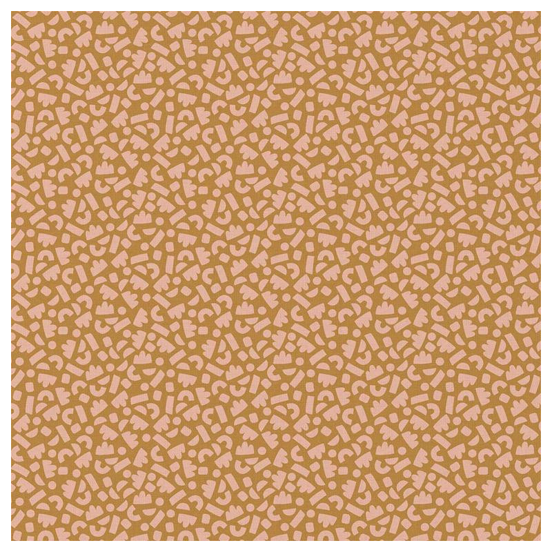 Coton Imprimé TIBEANS Ocre / Rose