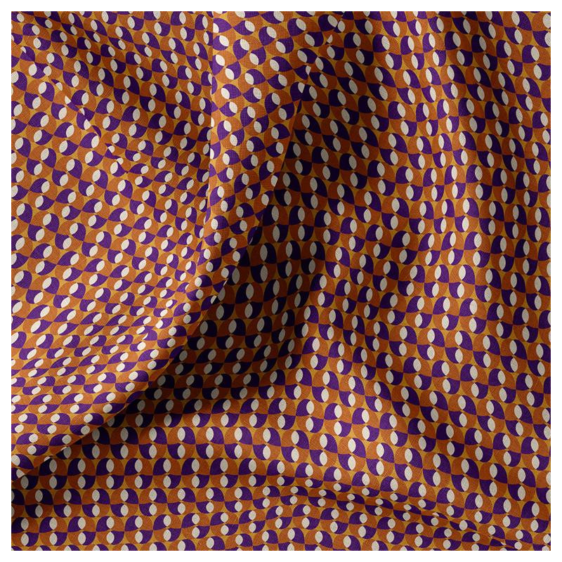 Coton Imprimé BOHAZIA Caramel / Violet