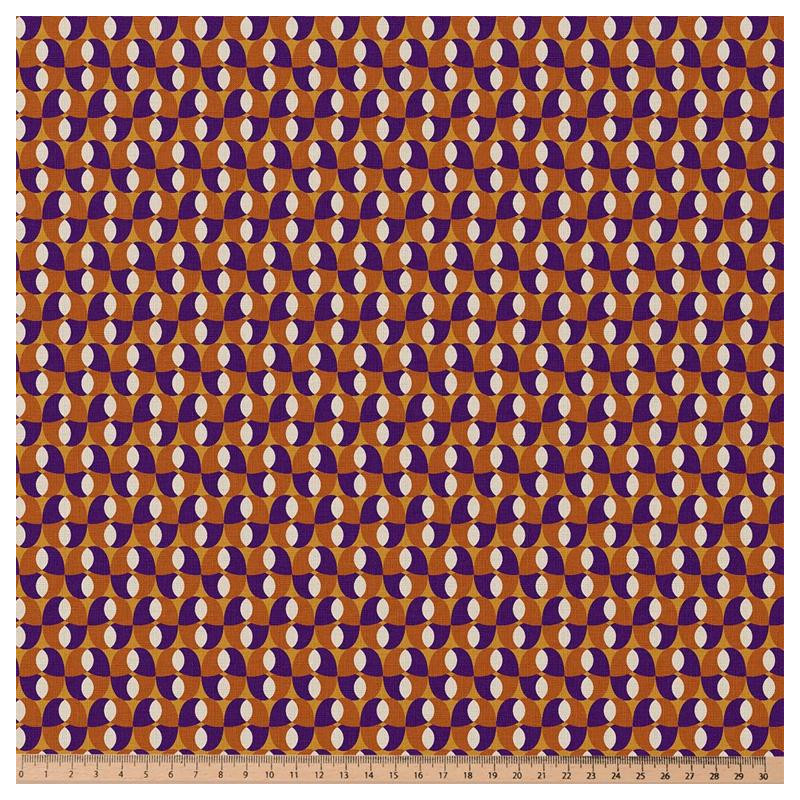 Coton Imprimé BOHAZIA Caramel / Violet