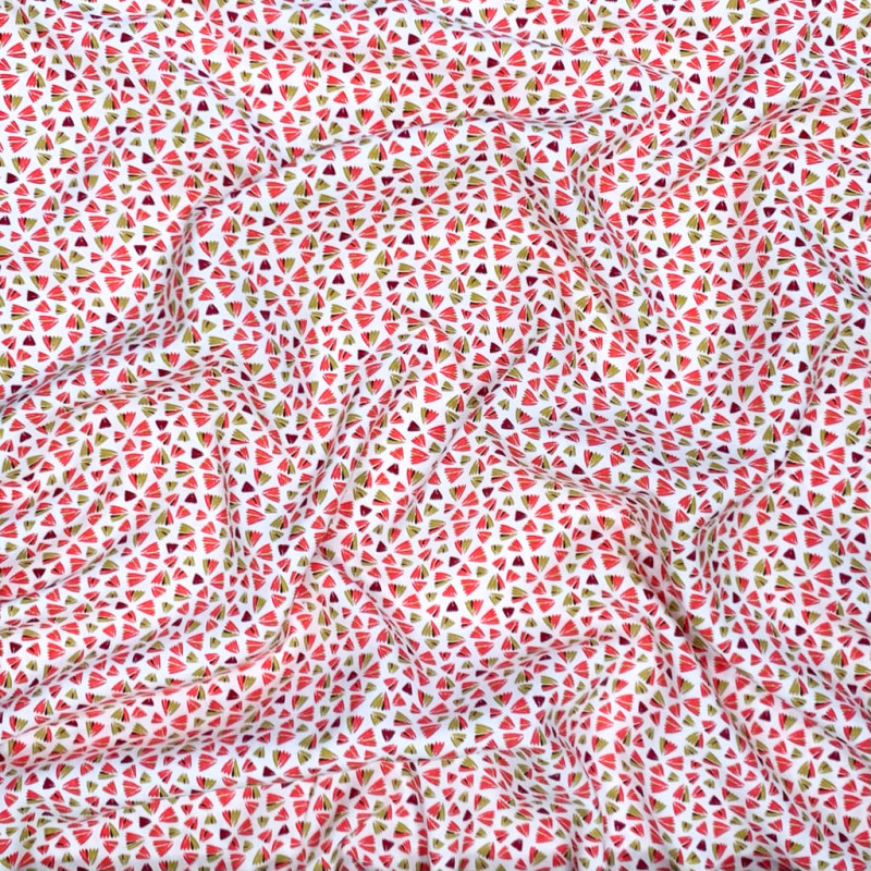 Viscose Imprimée ZANTEME Blanc / Corail