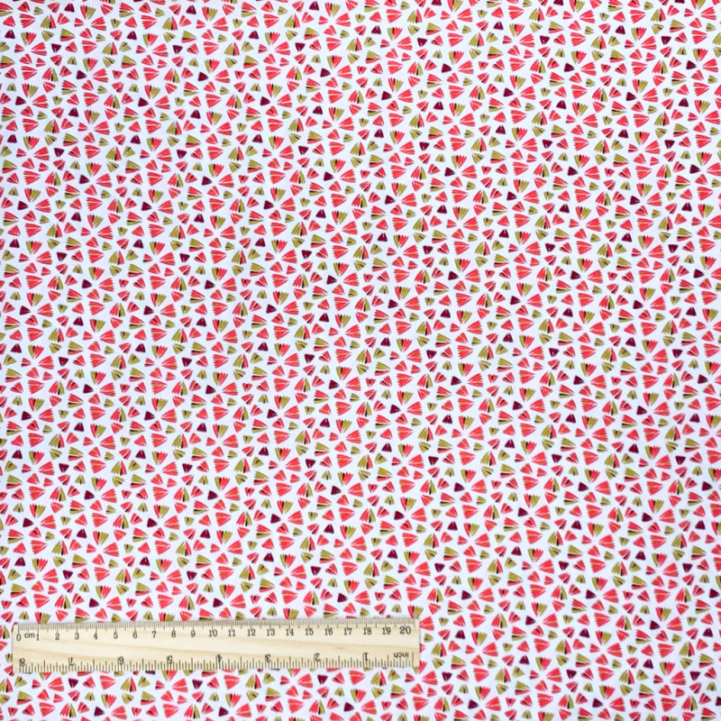 Viscose Imprimée ZANTEME Blanc / Corail