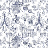 Viscose Imprimée BAGUETTE Blanc / Bleu