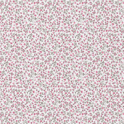 Coton imprimé ELENIE Vieux Rose / Blanc