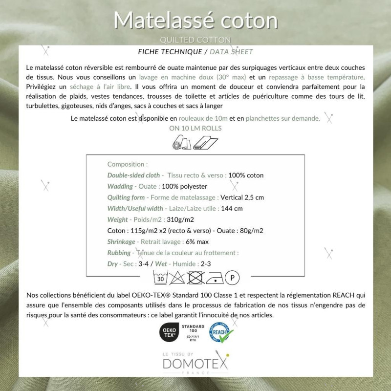 Coton Matelassé Imprimé WAZOU 2B / NOUG 2B Rose Fane / Blanc