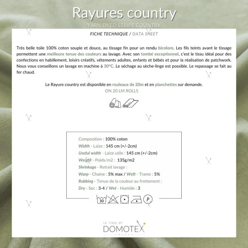 Coton Rayures Tissées RAYCO Chatain / Ecru