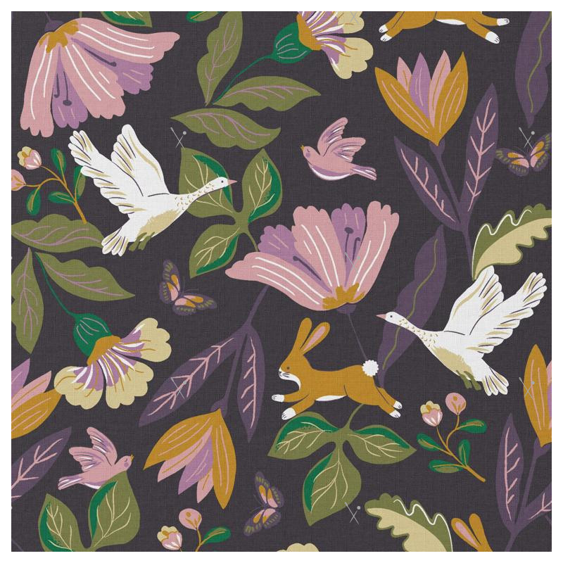 Coton Imprimé NORFOLK Aubergine / Mauve Foncé