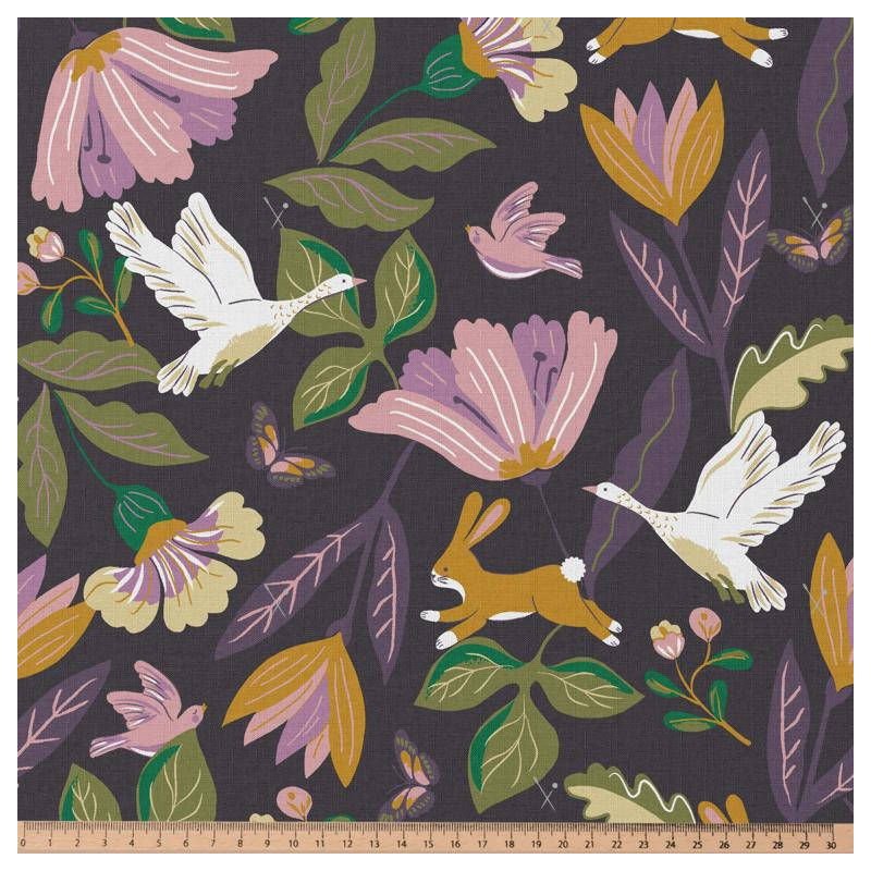 Coton Imprimé NORFOLK Aubergine / Mauve Foncé