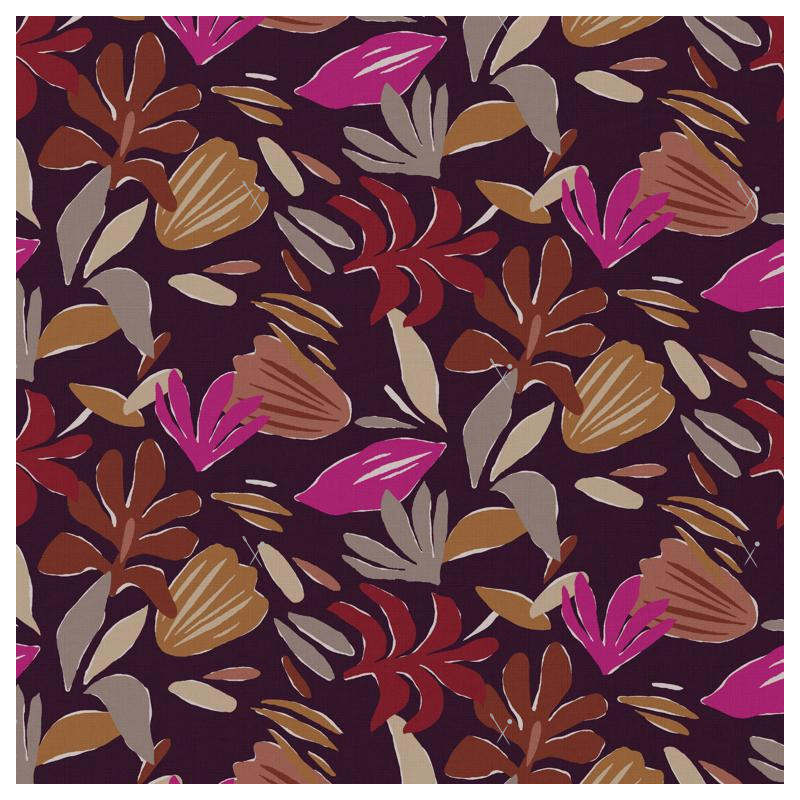 Viscose Imprimée MIPS Aubergine / M.Chauds