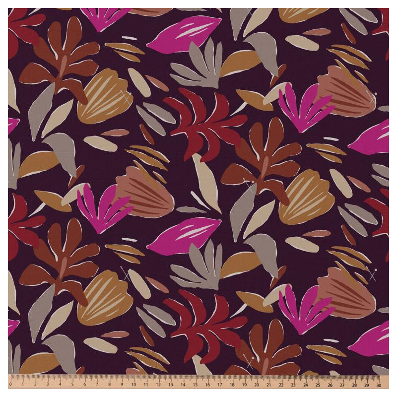 Viscose Imprimée MIPS Aubergine / M.Chauds